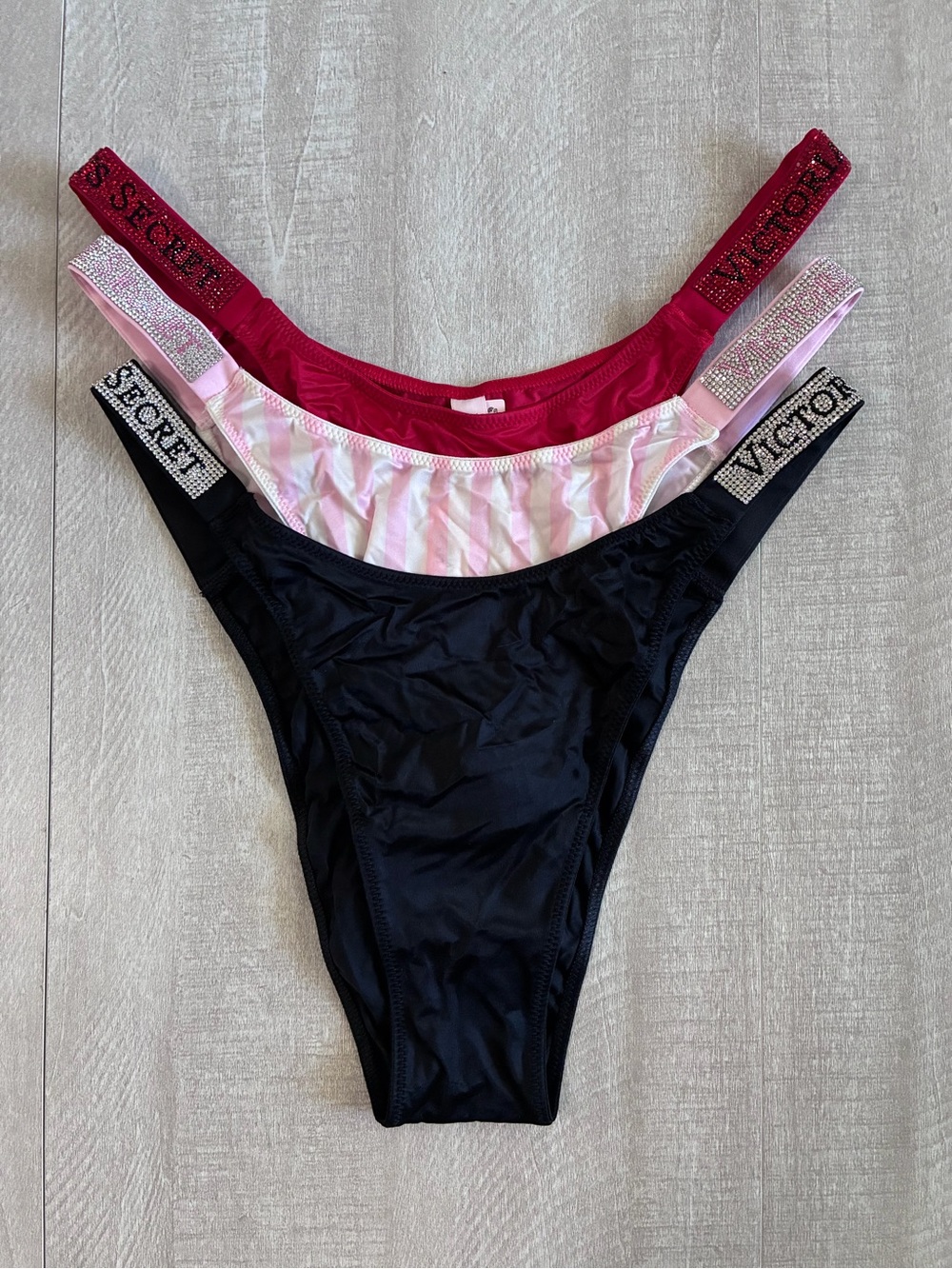 Victoria’s Secret Shine Strap Brazilian Panty Bundle Large